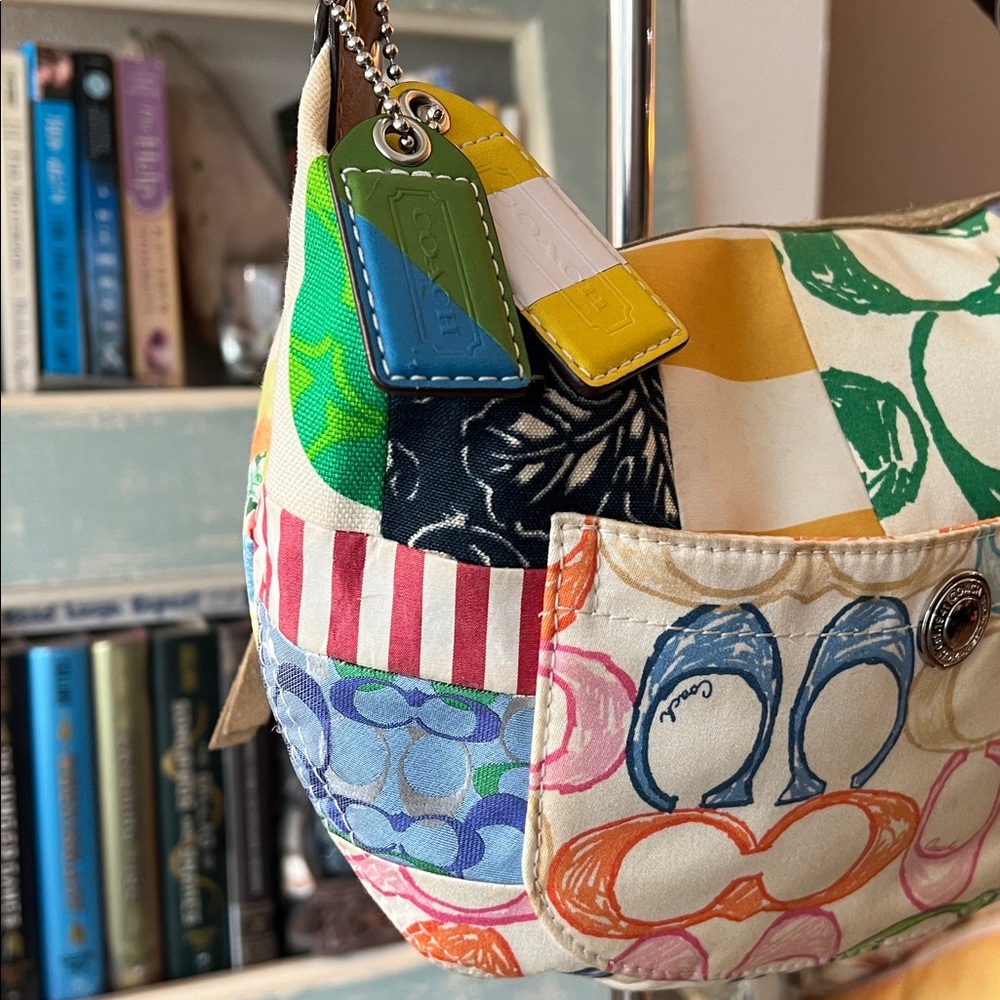 VINTAGE Y2K COACH Colorful Patchwork HOBO Women's Bag purse - Picture 4 of 11